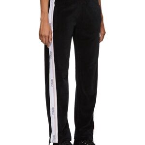 Heron Preston Black Velour Pants with Orange Tag